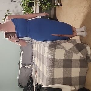 Lulu's Slate Blue One-Shoulder Sleeveless Midi Dress